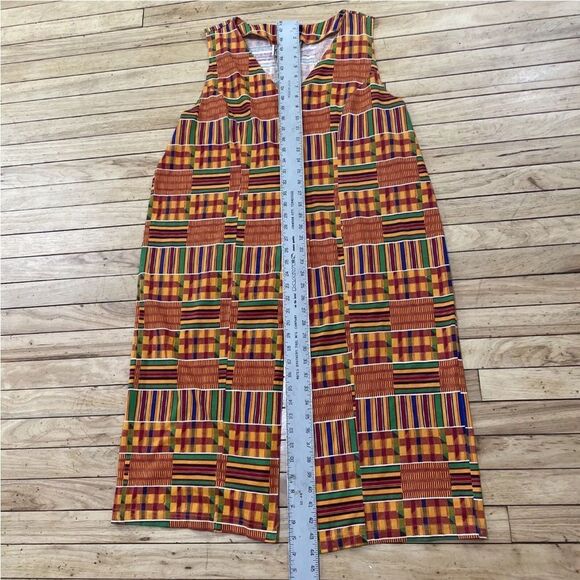CALIFORNIA GOLD RUSH Women 20 Kente Africa Print Sleeveless 2Piece Pants Set VTG - Picture 5 of 16